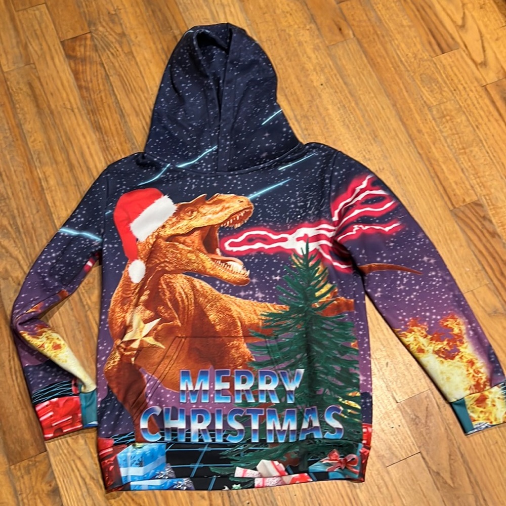 T-Rex Christmas hoodie
